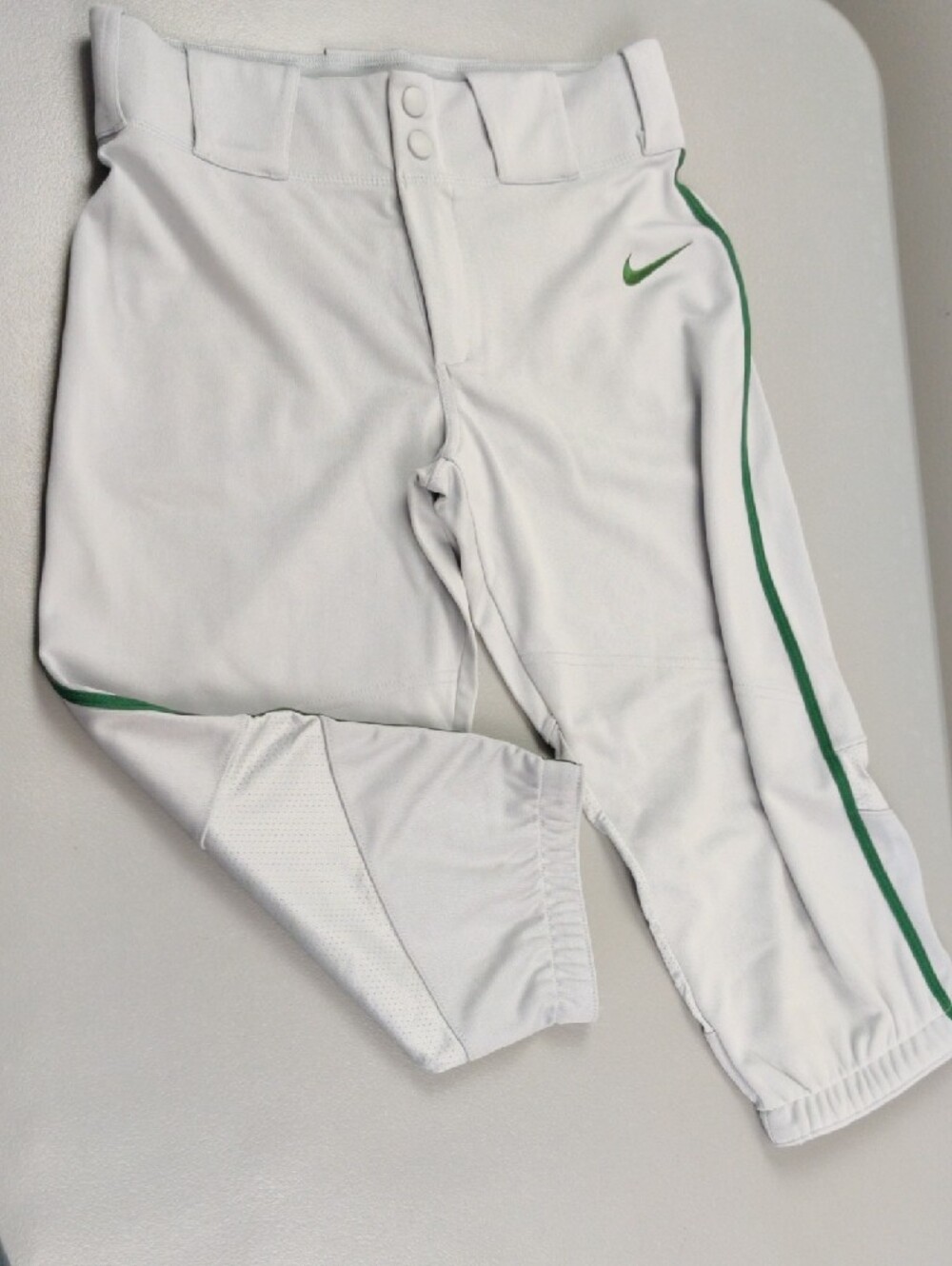 Nike White Baseball Pants with Green Side Stripe - Picture 8 of 8